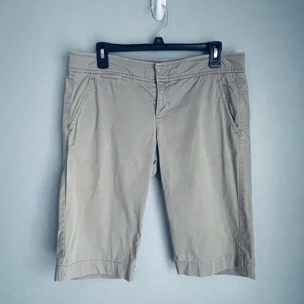 Vince Bermuda Coin Pocket Shorts Women's Size 8 Khaki Tan Stretch Cotton Casual